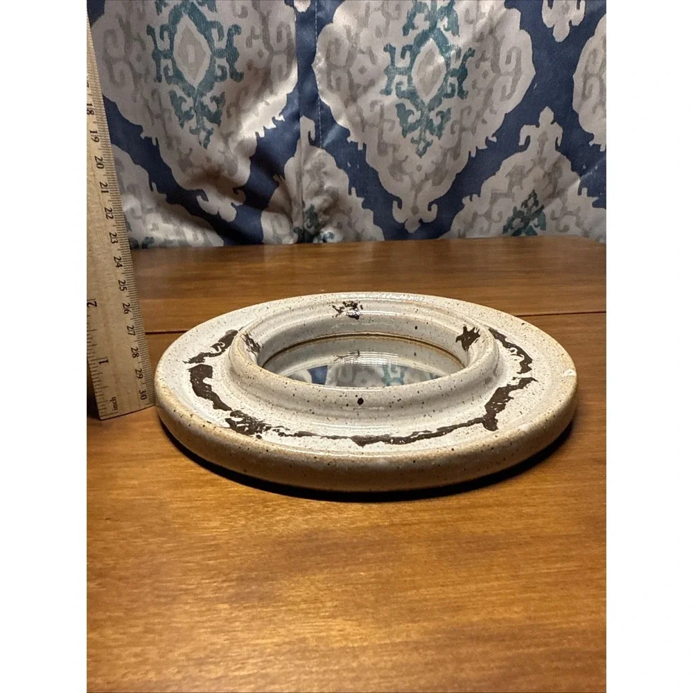 Vintage Round Pottery Hanging Mirror‎ Speckled, Brown, And Tan Rare!